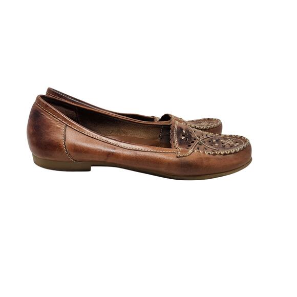 Thom McAn Floral Print Leather Slip On Loafers Shoes Round Toe Red Size 8.5 - Picture 5 of 9